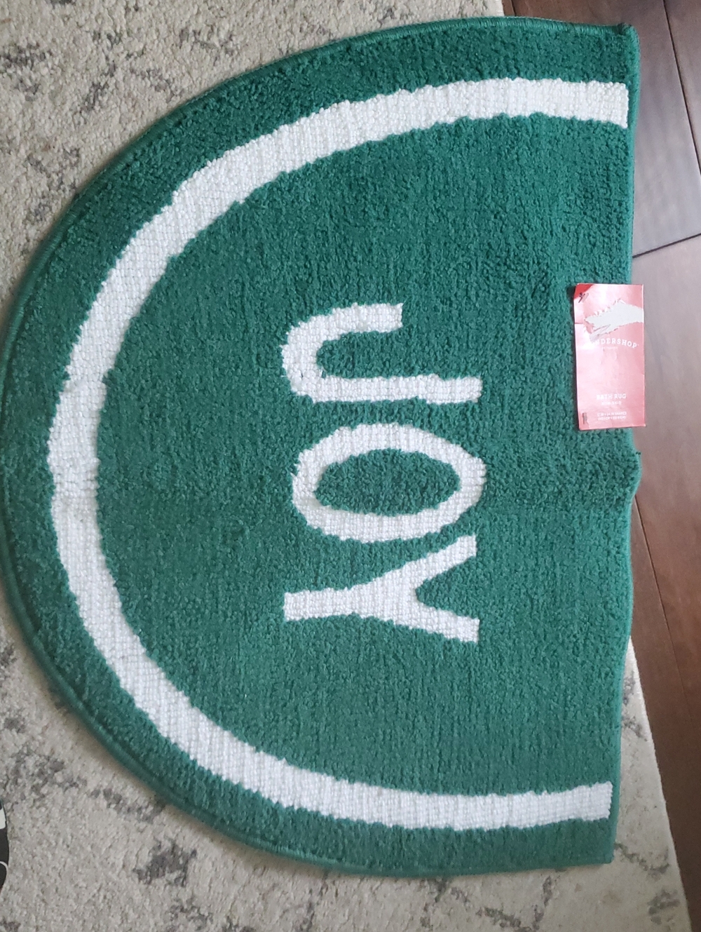 Wondershop Green and White 'JOY' Half-Moon Bath Mat